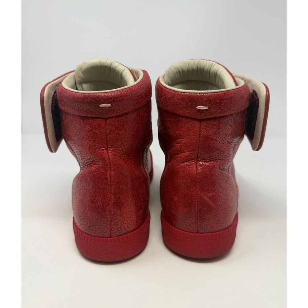 Maison Margiela Future High Sneaker Pebbled Red Leather Size 10 US 43 EU - Picture 5 of 10